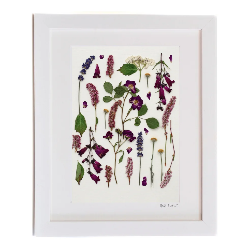 Cratloe Flowers, pressed flower art in a white frame