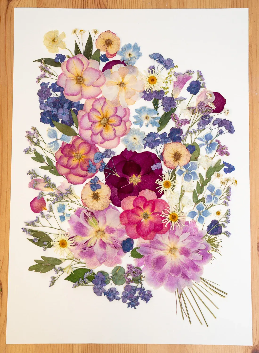 Wildflower Dreams, rect design on a wooden table