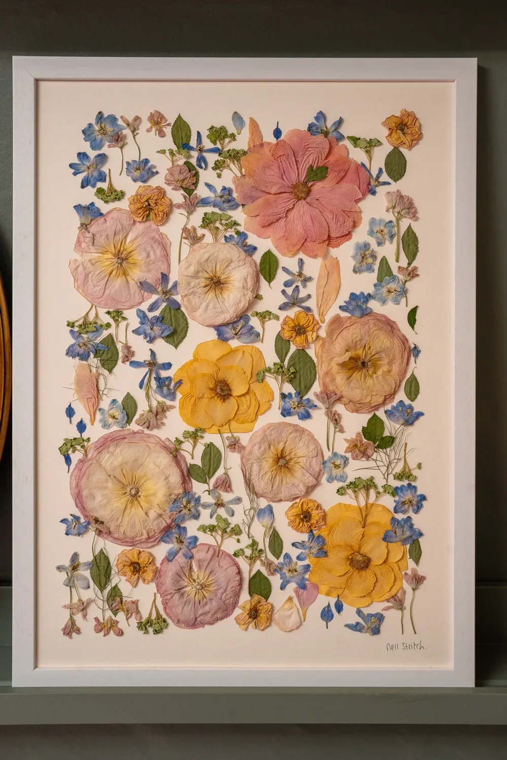 Rectangular pressed bouquet, 21 x 15 inch