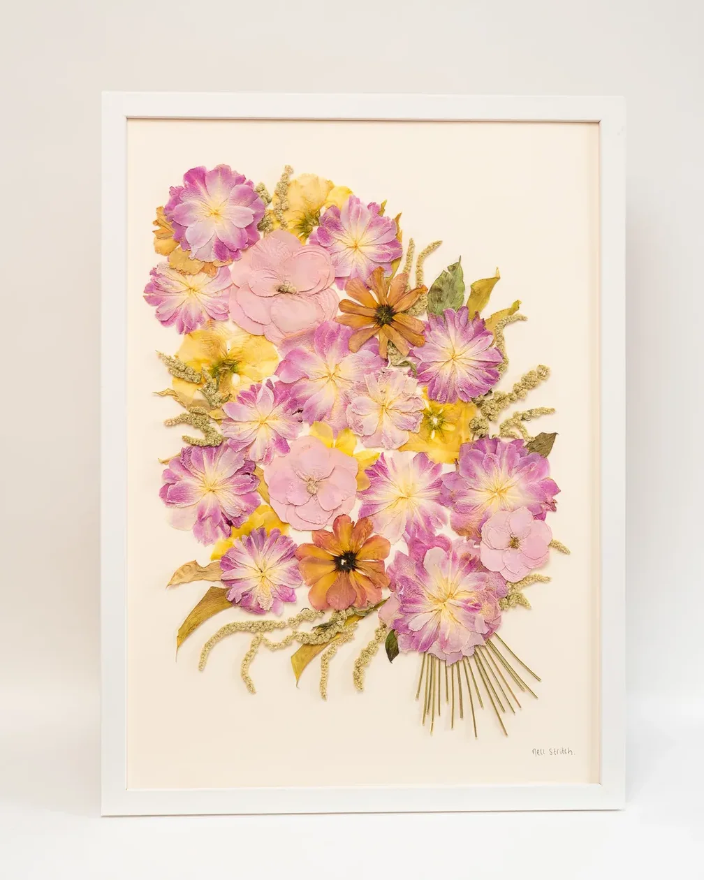 Rectangular pressed bouquet, 21 x 15 inch