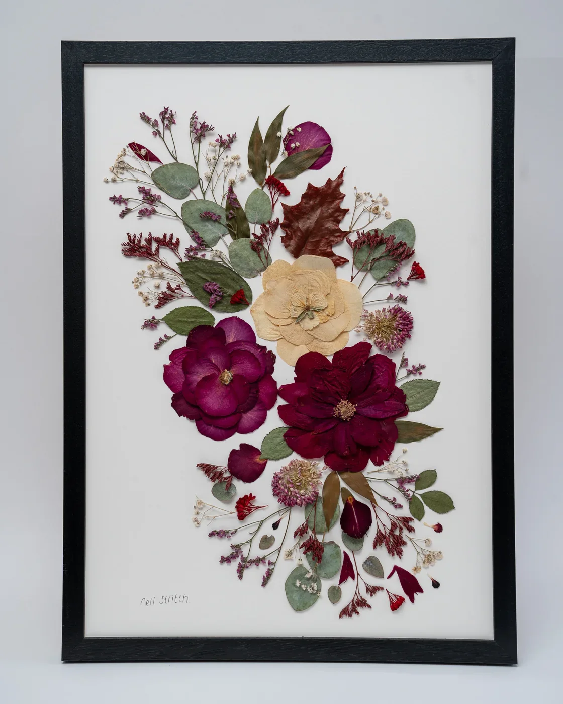 Rectangular pressed bouquet, 21 x 15 inch