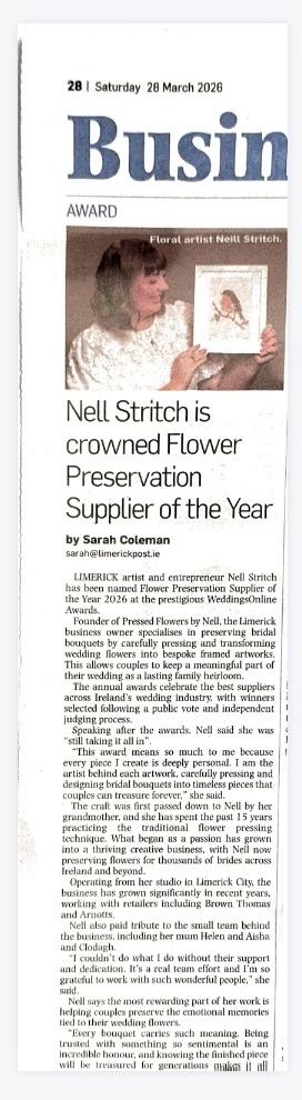 Limerick Post: Nell Stritch is crowned Flower Preservation Supplier of the Year