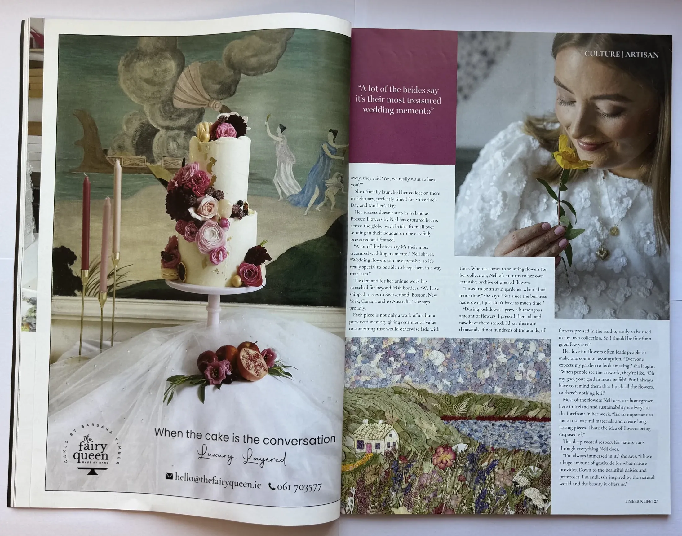 Magazine spread featuring Pressed Flowers by Nell